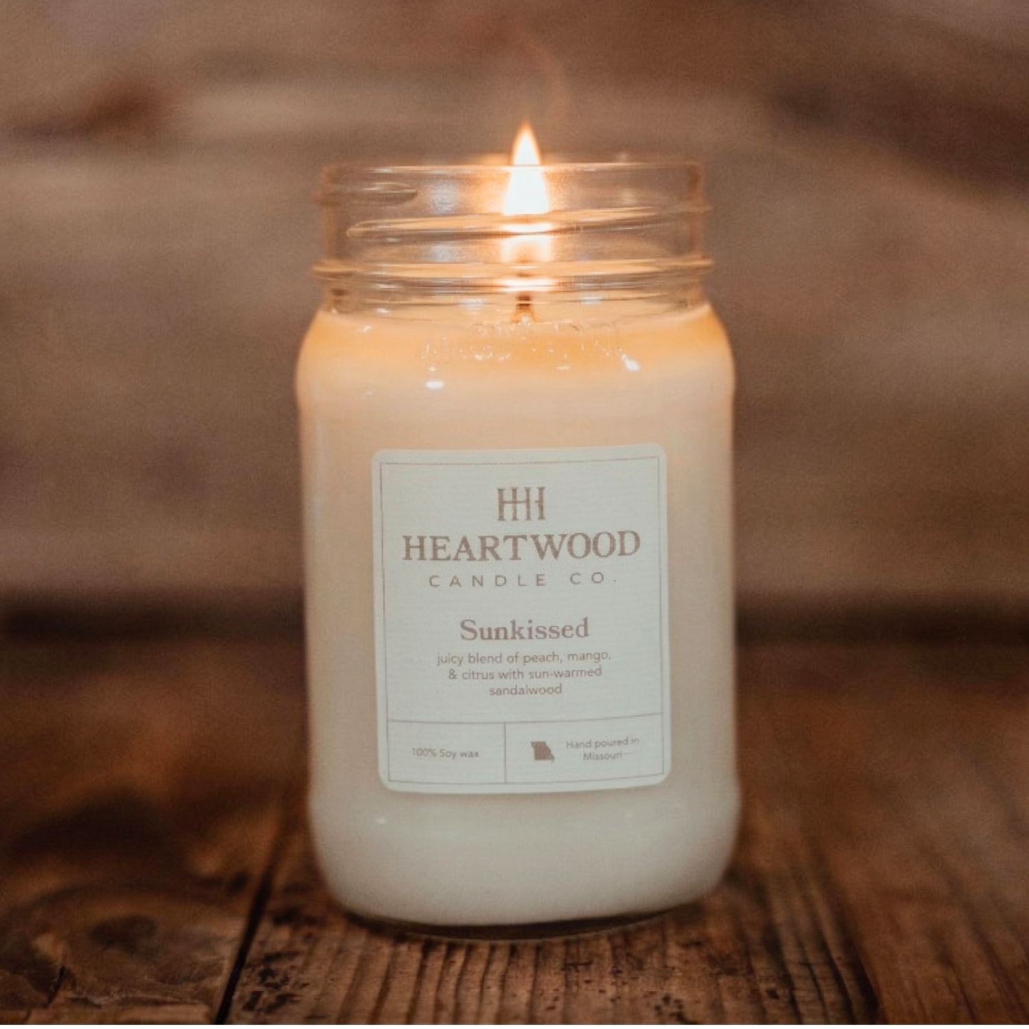 Sunkissed | 16oz Mason Jar Soy Wax Candle | Clean Burning