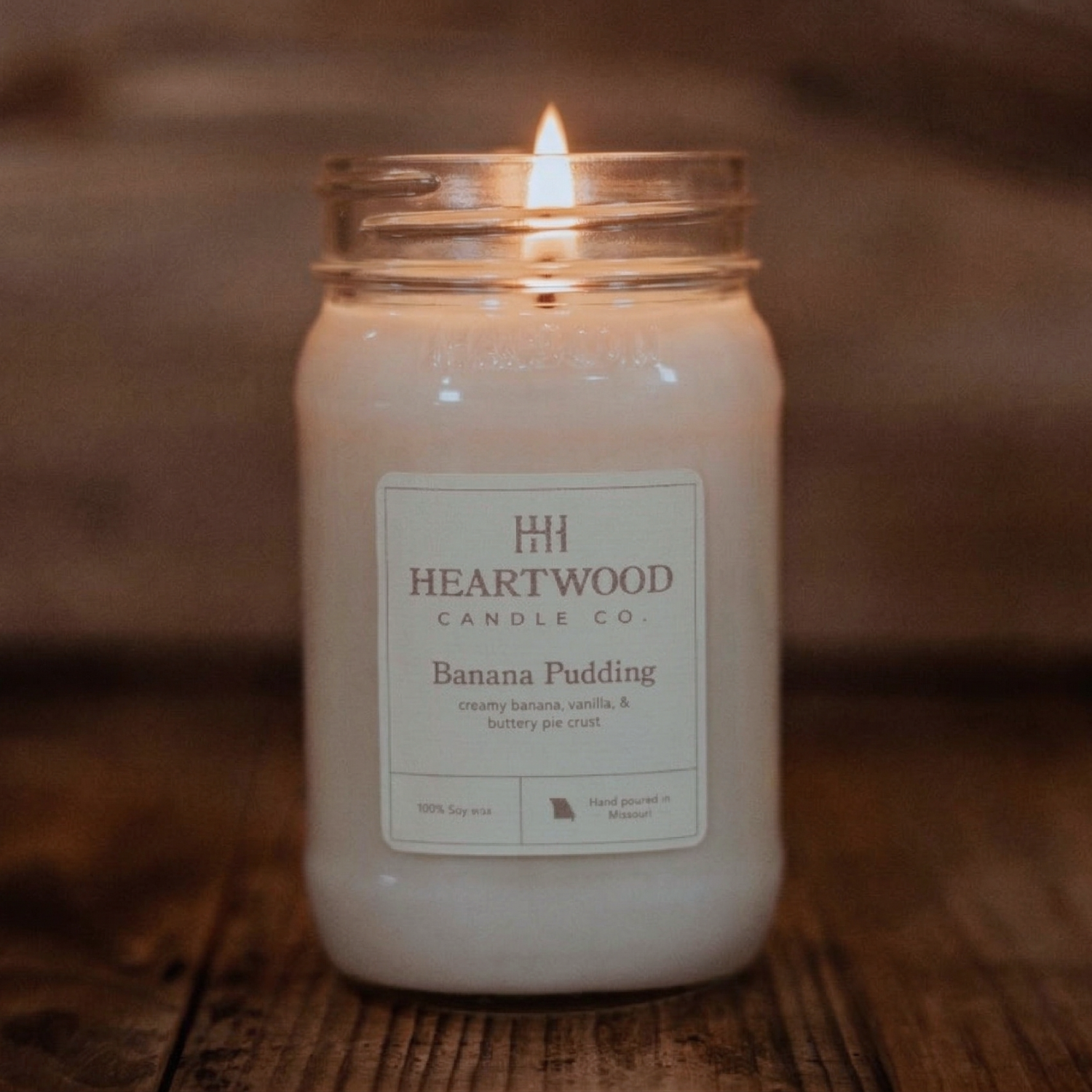 Banana Pudding | 16oz Mason Jar Soy Wax Candle | Clean Burning