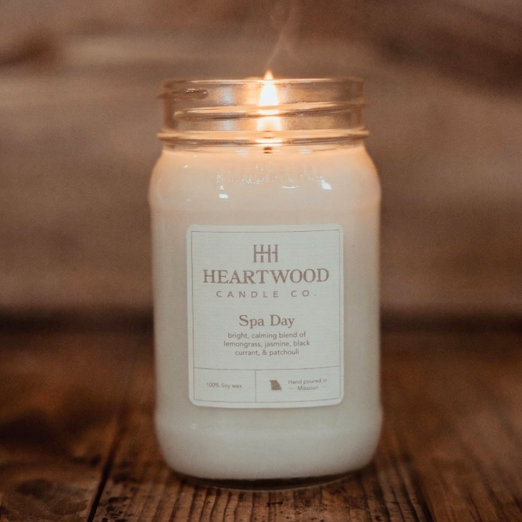 Spa Day | 16oz Mason Jar Soy Wax Candle | Clean Burning