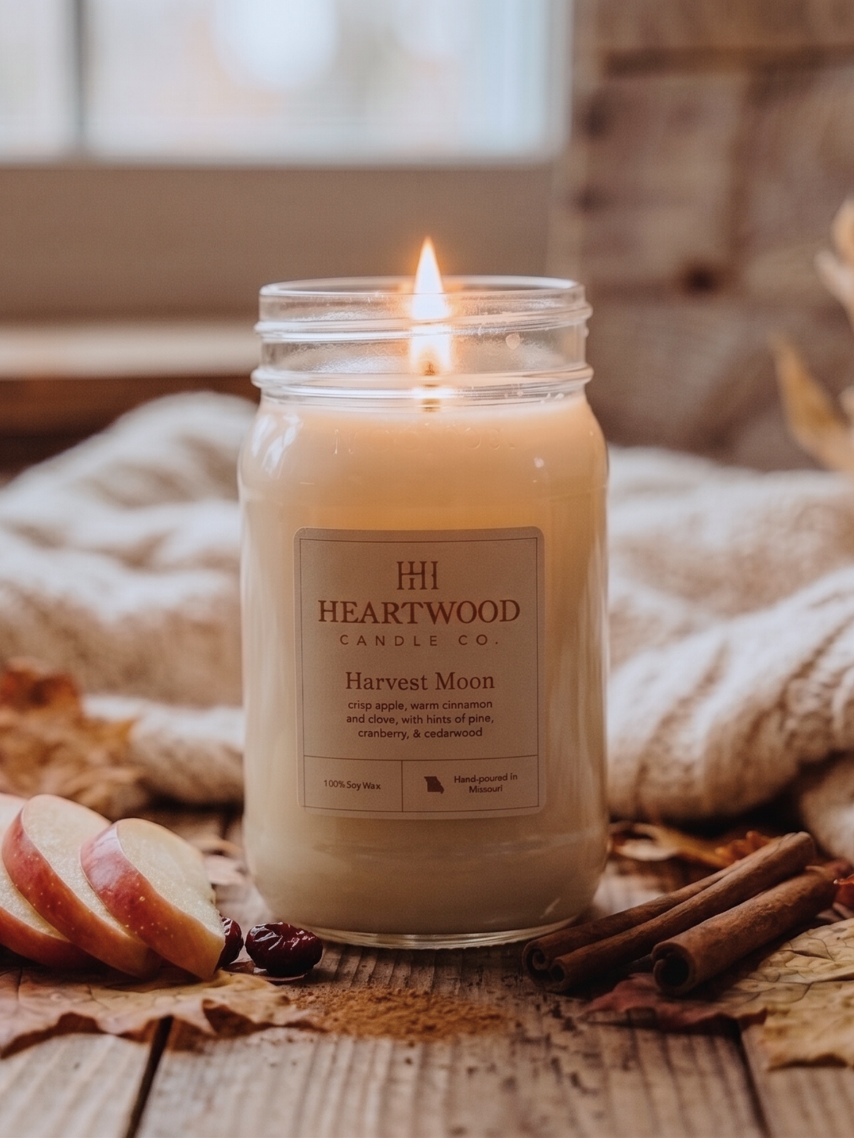 Harvest Moon | Mason Jar Soy Wax Candle | Clean Burning