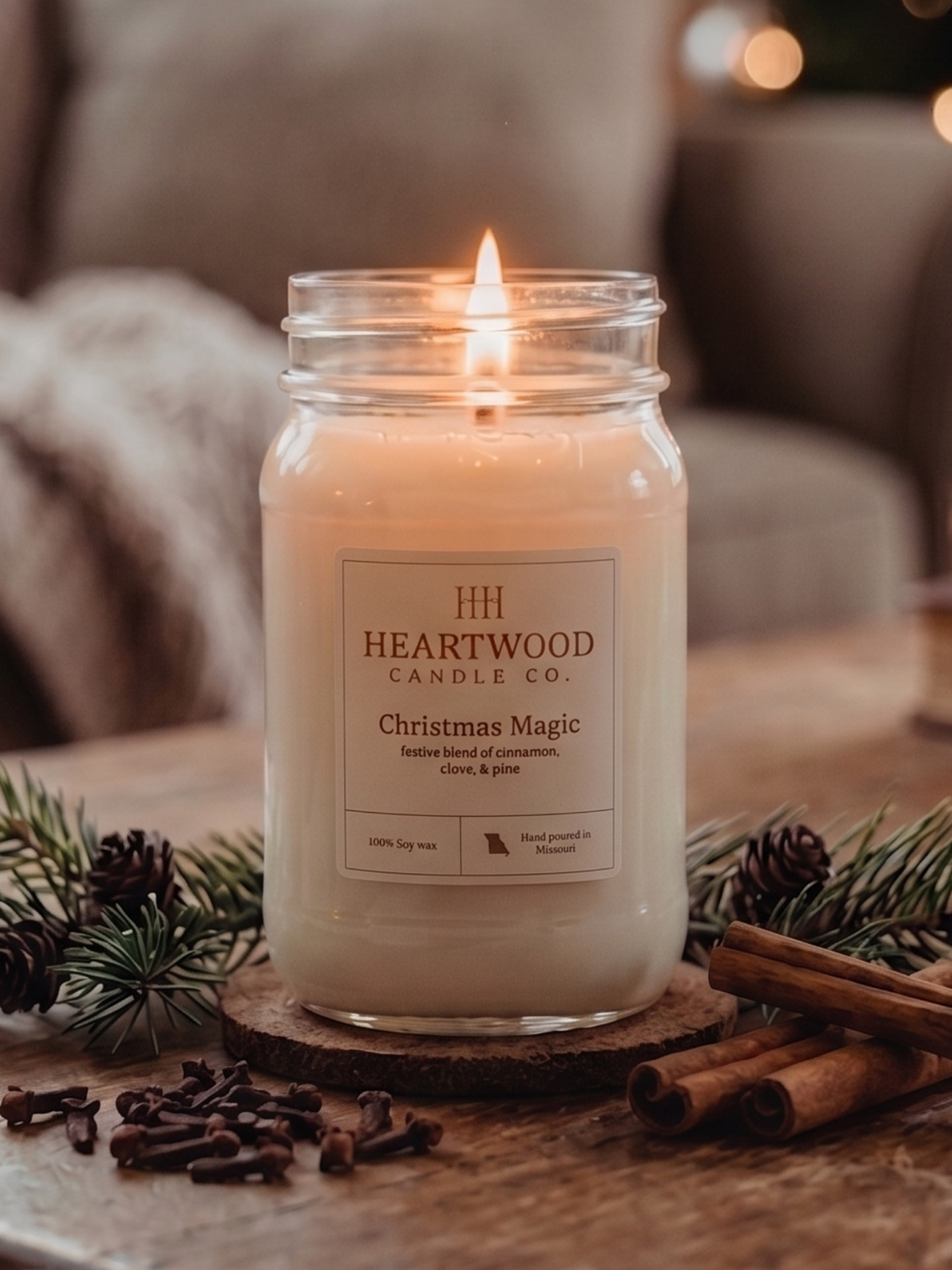 Christmas Magic | Mason Jar Soy Wax Candle | Clean Burning