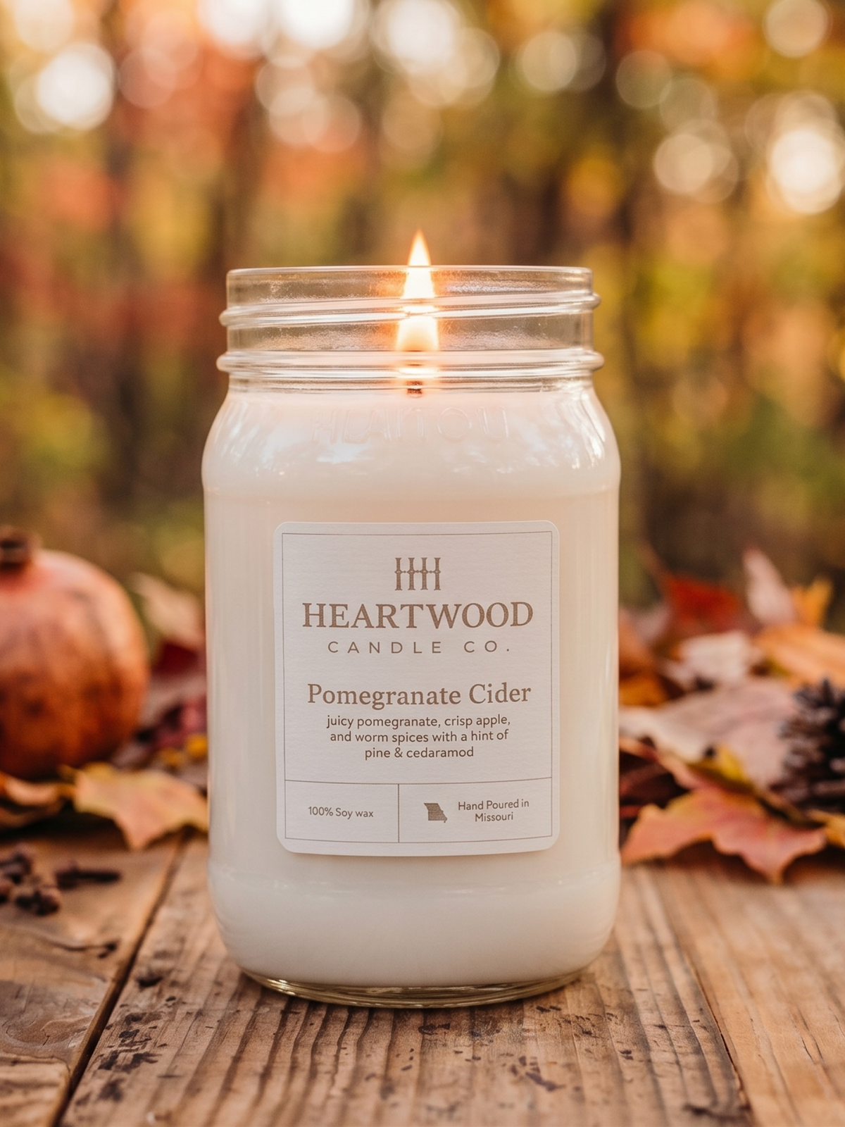 Pomegranate Cider | Mason Jar Soy Wax Candle | Clean Burning