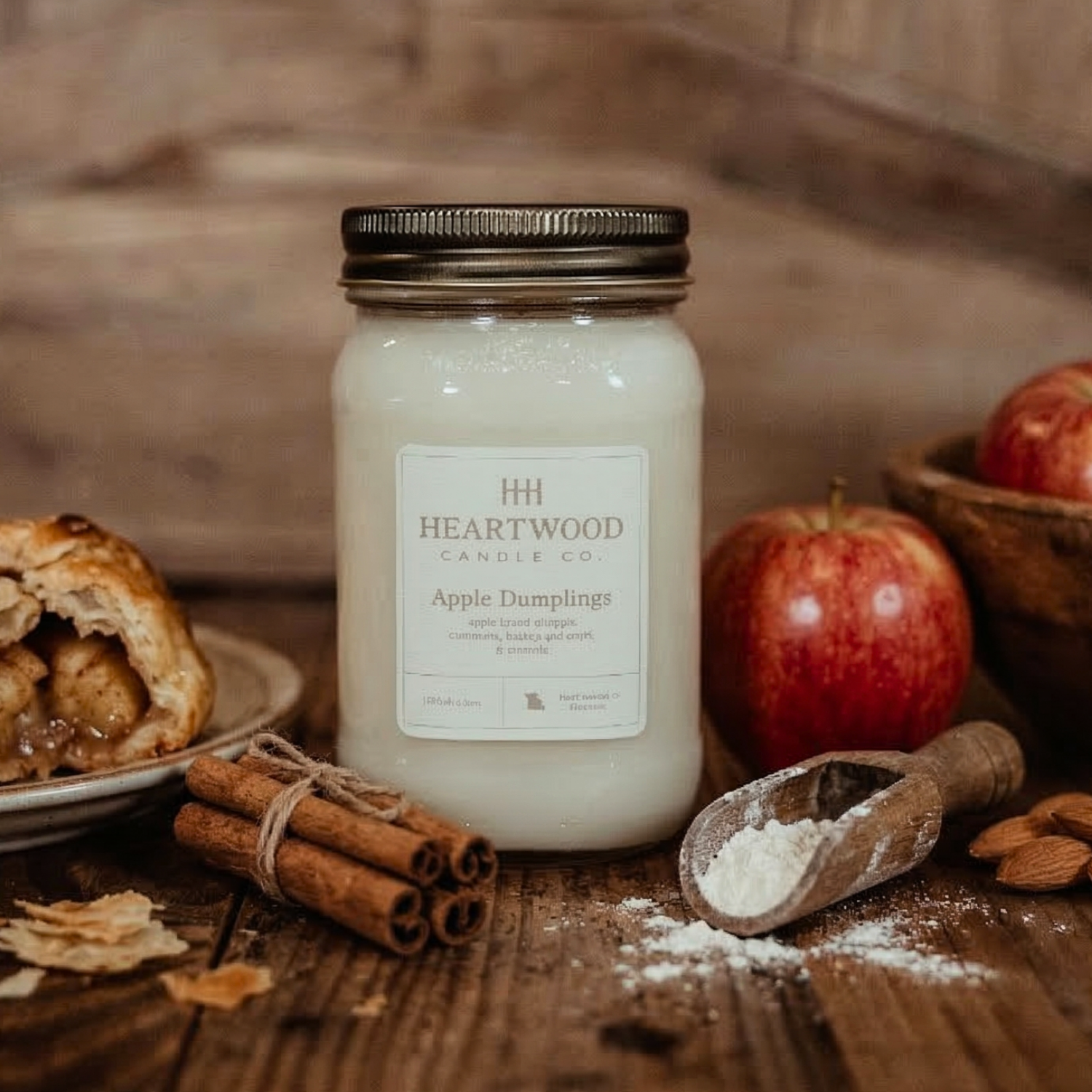 Apple Dumplings | 16oz Mason Jar Soy Wax Candle | Clean Burning