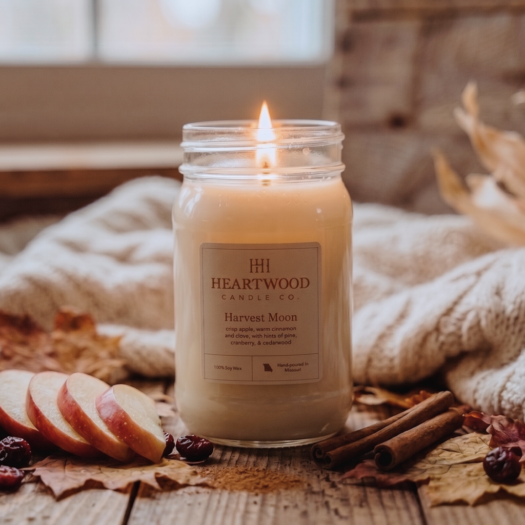 Harvest Moon | 16oz Mason Jar Soy Wax Candle | Clean Burning