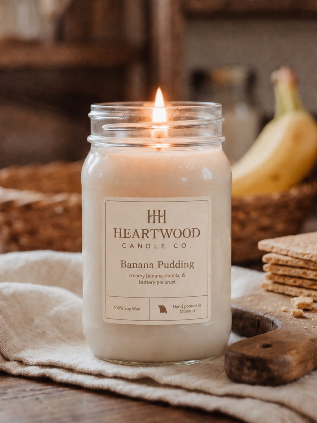 Banana Pudding | Mason Jar Soy Wax Candle | Clean Burning