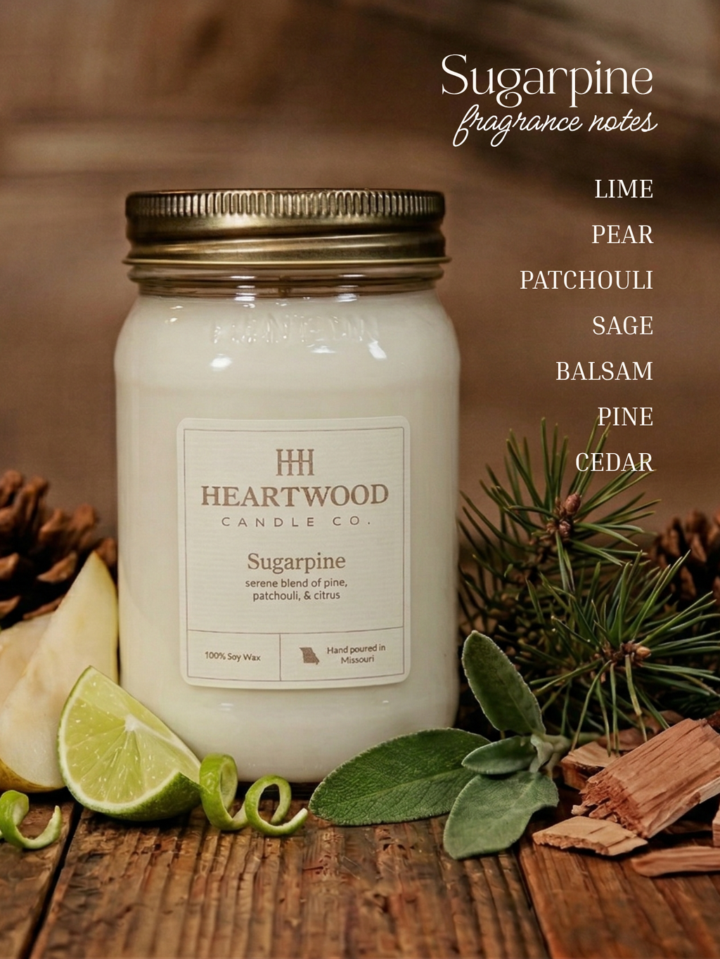Sugarpine | Mason Jar Soy Wax Candle | Clean Burning