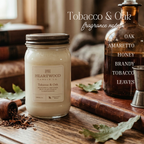 Tobacco & Oak | 16oz Mason Jar Soy Wax Candle | Clean Burning