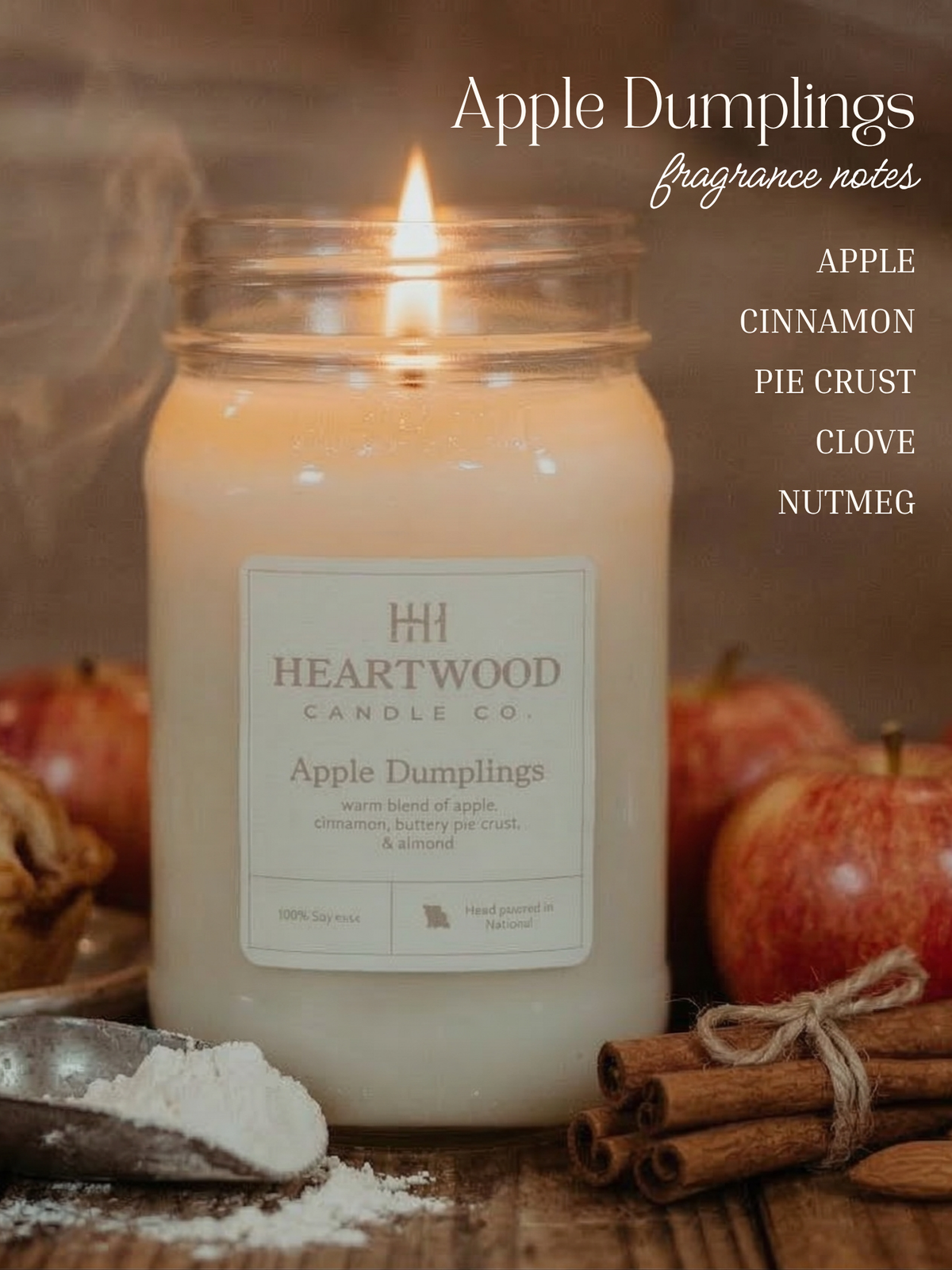 Apple Dumplings | Mason Jar Soy Wax Candle | Clean Burning