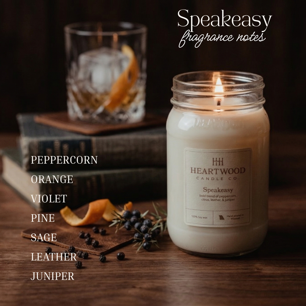 Speakeasy | 16oz Mason Jar Soy Wax Candle | Clean Burning