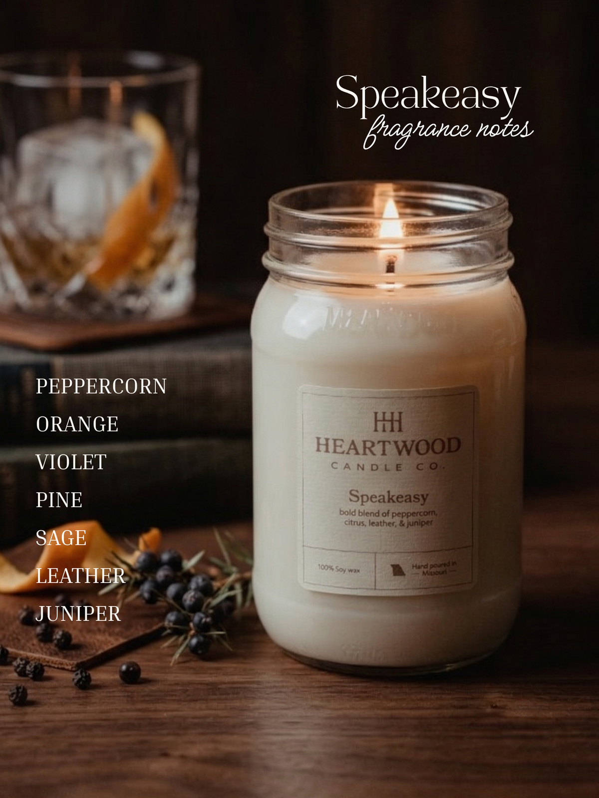 Speakeasy | Mason Jar Soy Wax Candle | Clean Burning