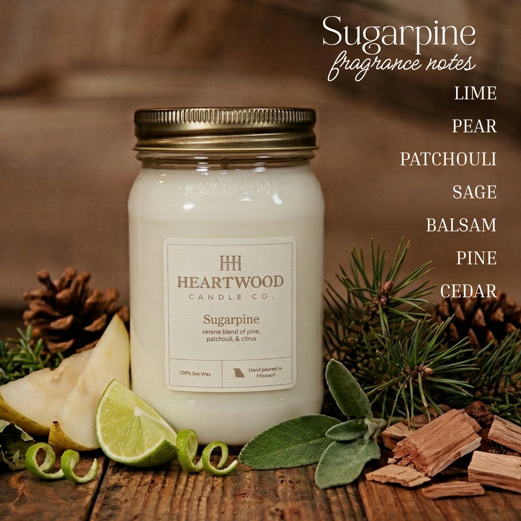 Sugarpine | 16oz Mason Jar Soy Wax Candle | Clean Burning