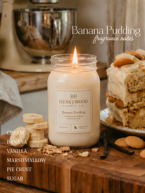 Banana Pudding | 16oz Mason Jar Soy Wax Candle | Clean Burning