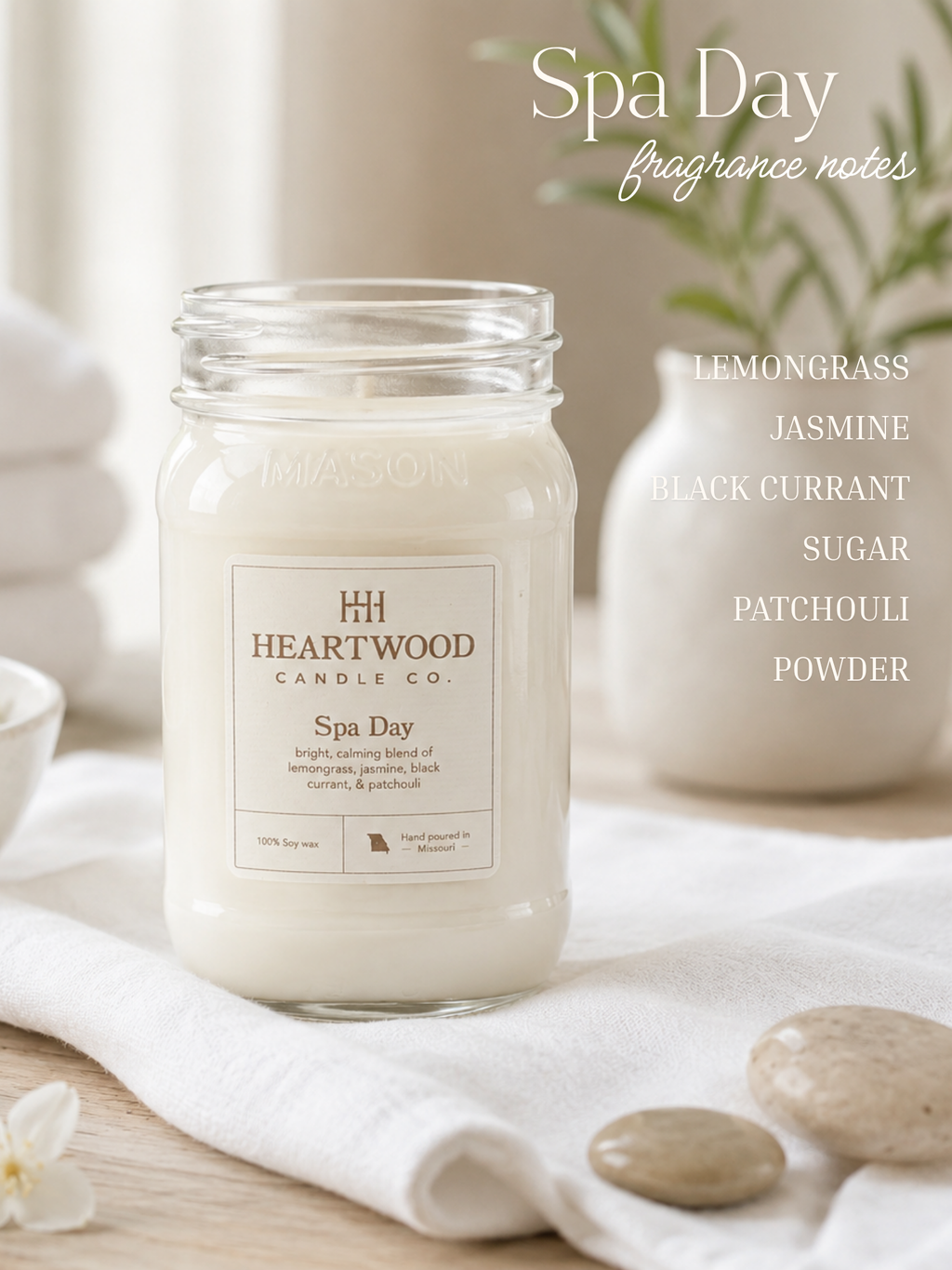 Spa Day | Mason Jar Soy Wax Candle | Clean Burning