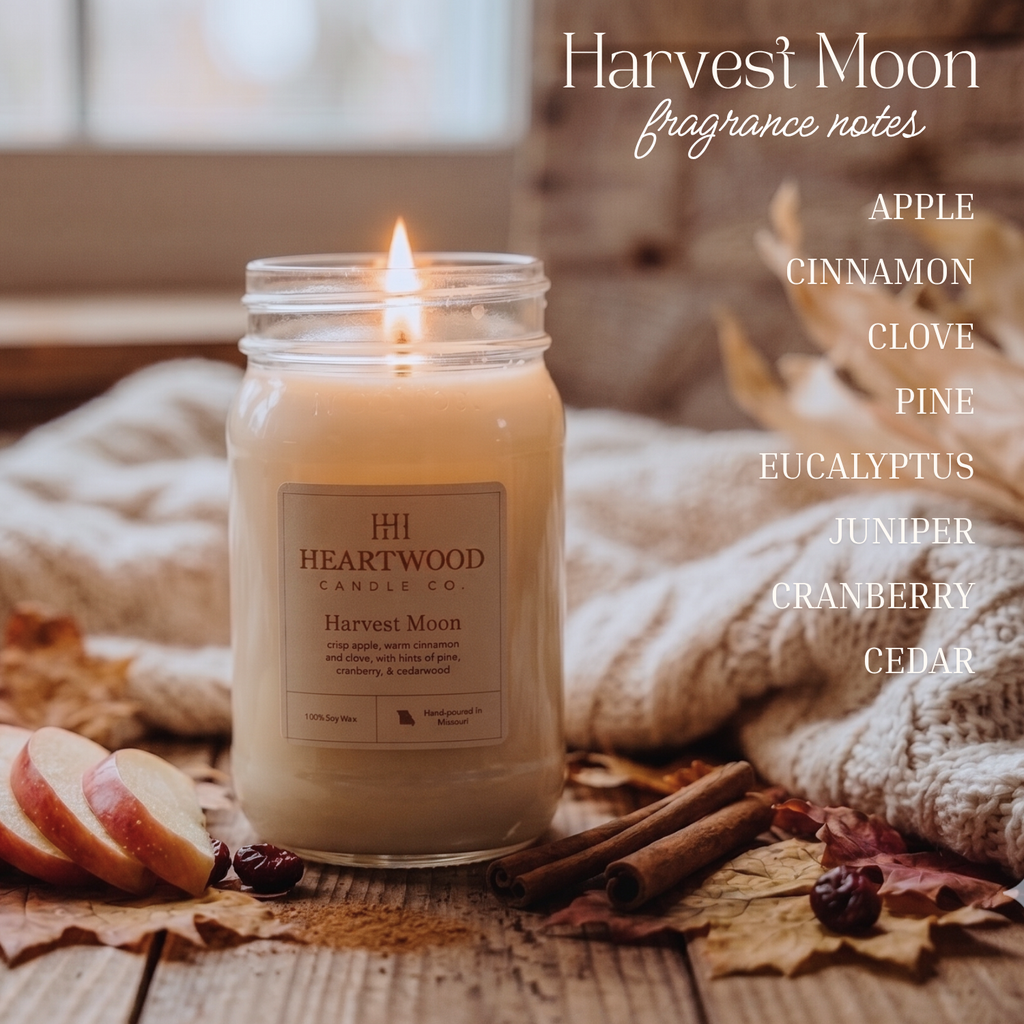 Harvest Moon | 16oz Mason Jar Soy Wax Candle | Clean Burning