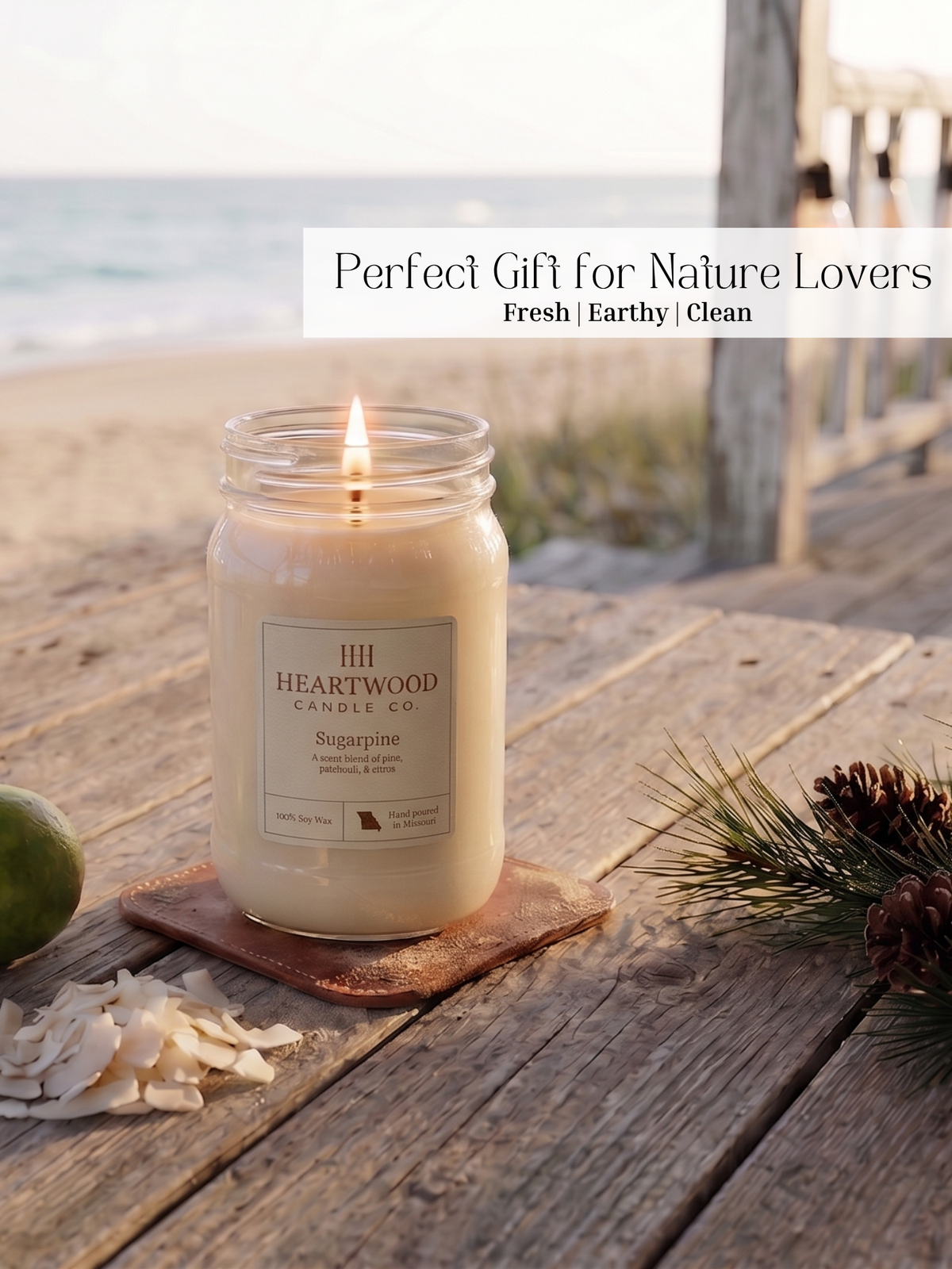 Sugarpine | Mason Jar Soy Wax Candle | Clean Burning