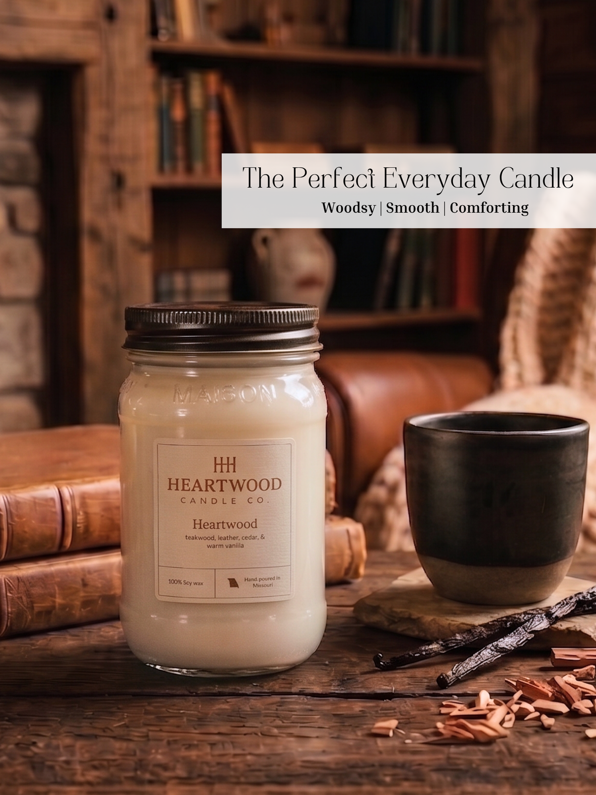 Heartwood | Mason Jar Soy Wax Candle | Clean Burning