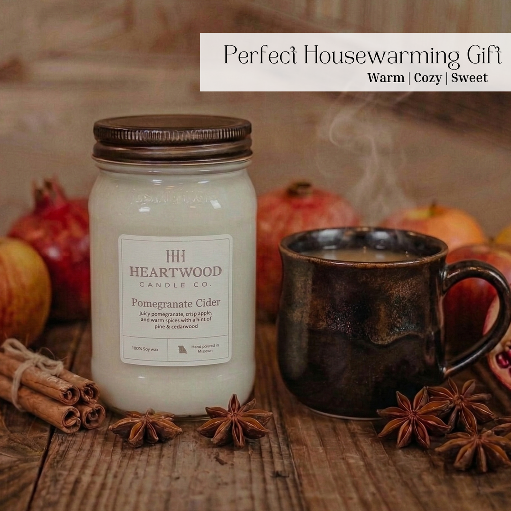 Pomegranate Cider | 16oz Mason Jar Soy Wax Candle | Clean Burning