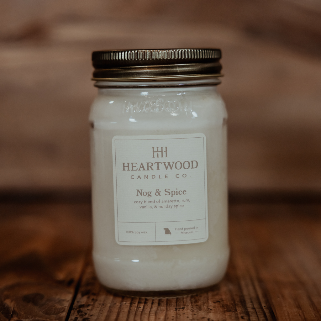 Nog & Spice  | 16oz Mason Jar Soy Wax Candle | Clean Burning