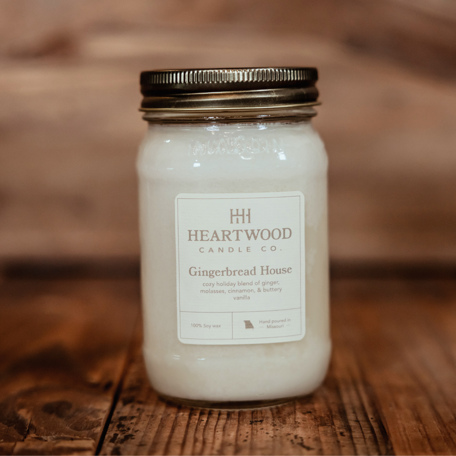 Gingerbread House | 16oz Mason Jar Soy Wax Candle | Clean Burning