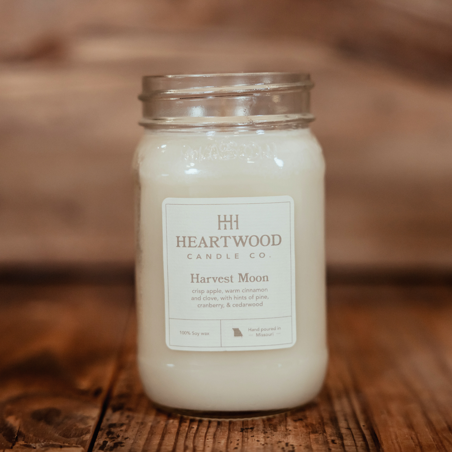 Harvest Moon | 16oz Mason Jar Soy Wax Candle | Clean Burning