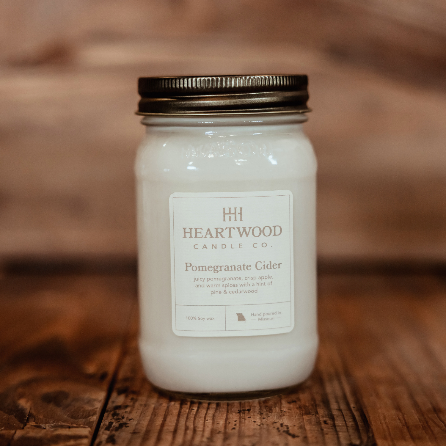 Pomegranate Cider | 16oz Mason Jar Soy Wax Candle | Clean Burning