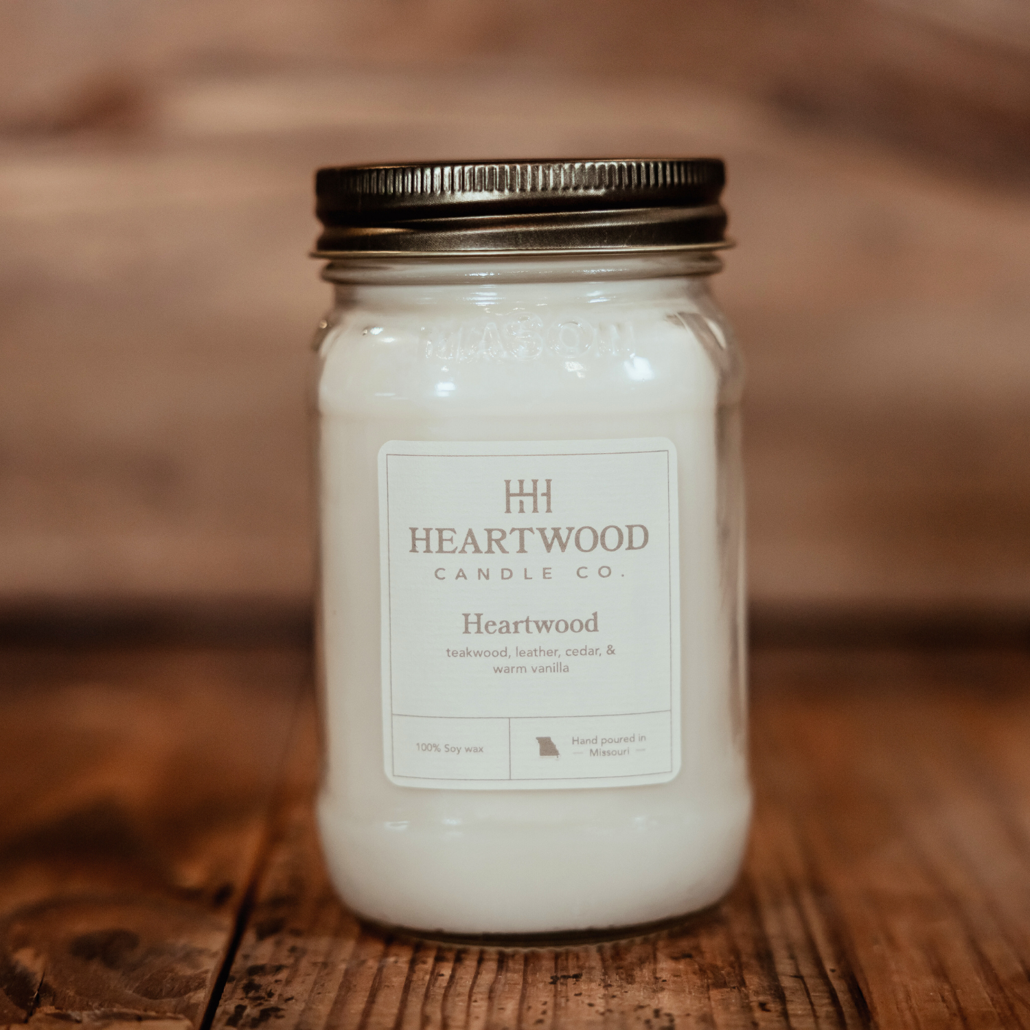 Heartwood | 16oz Mason Jar Soy Wax Candle | Clean Burning