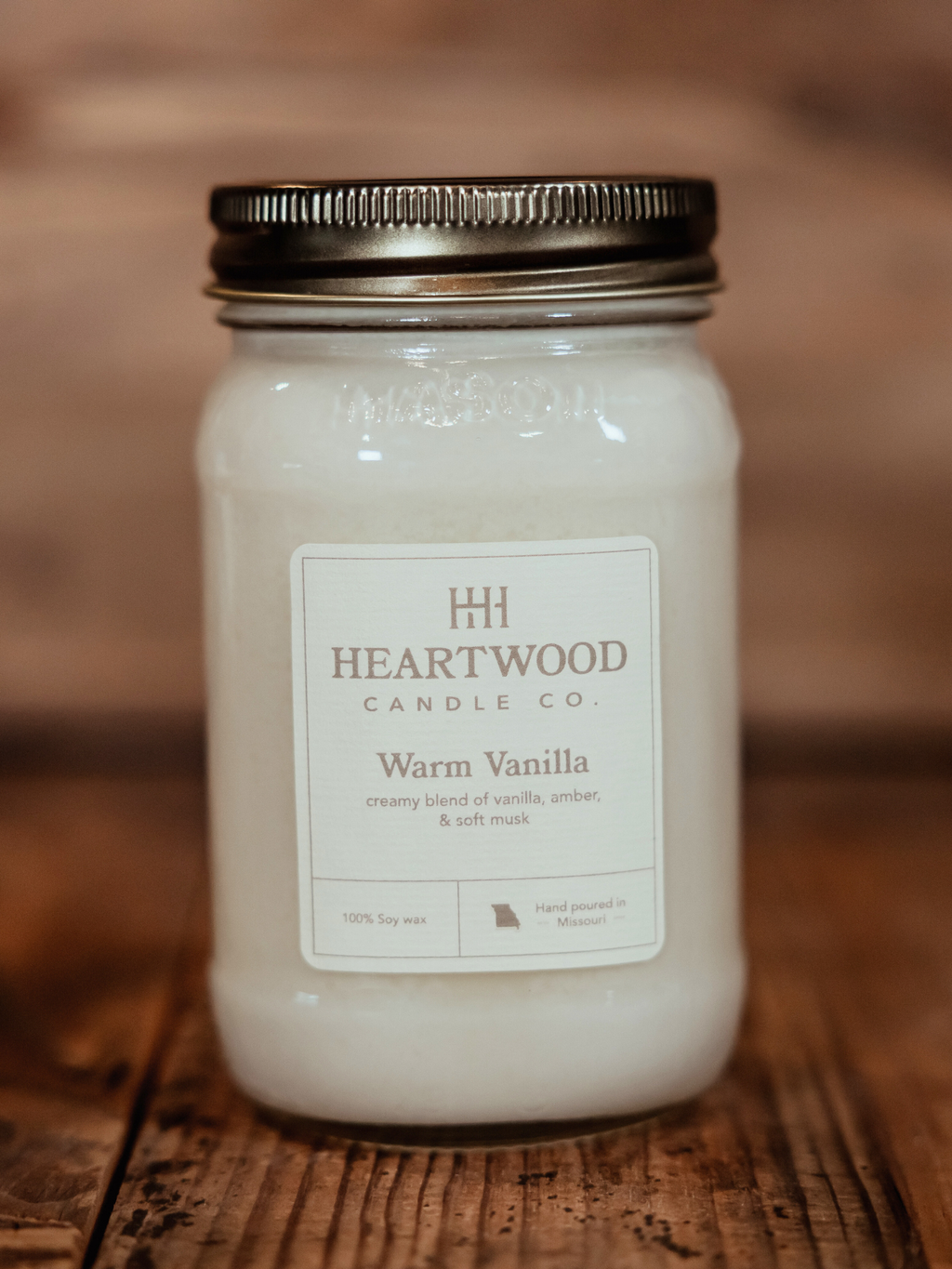 Warm Vanilla | Mason Jar Soy Wax Candle | Clean Burning