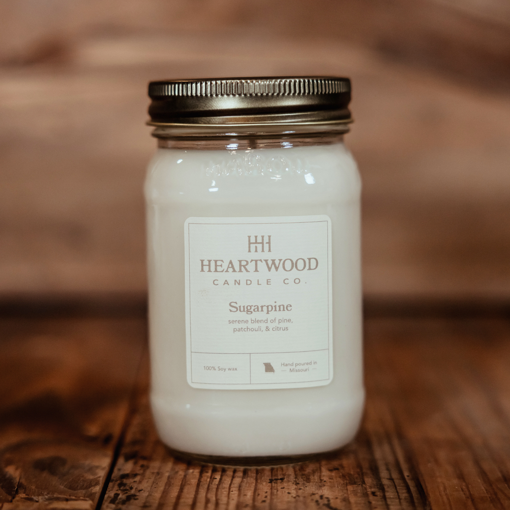 Sugarpine | 16oz Mason Jar Soy Wax Candle | Clean Burning