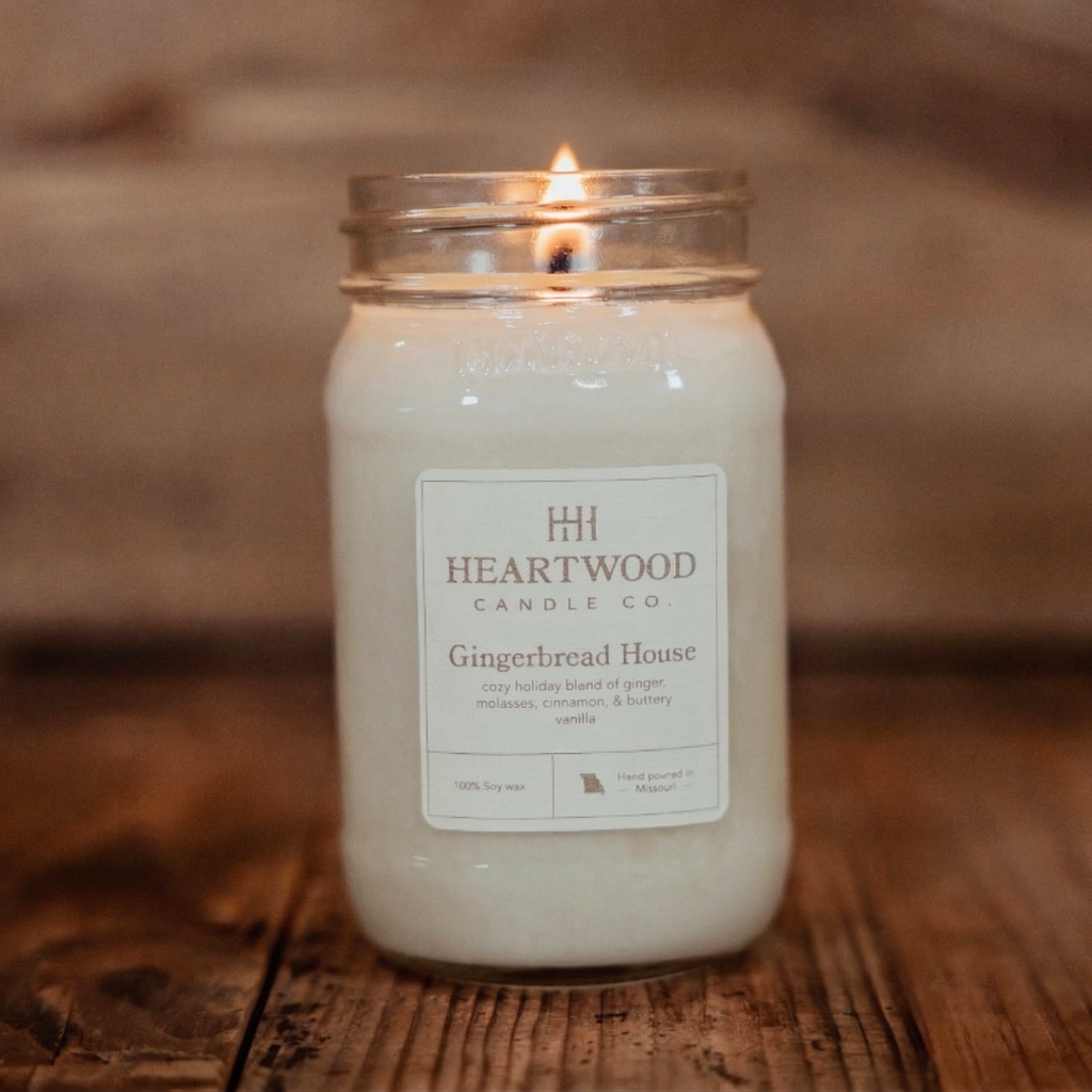 Gingerbread House | 16oz Mason Jar Soy Wax Candle | Clean Burning