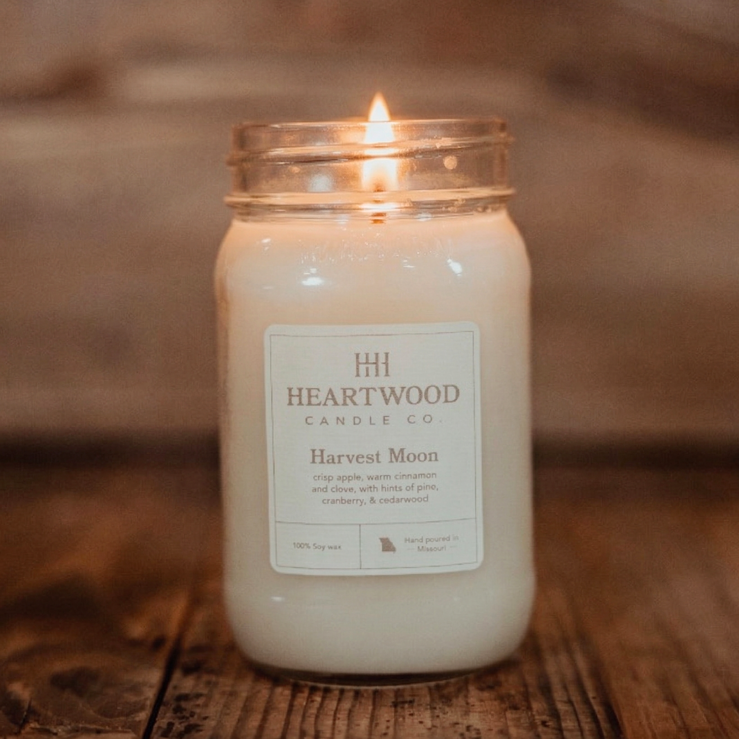 Harvest Moon | 16oz Mason Jar Soy Wax Candle | Clean Burning