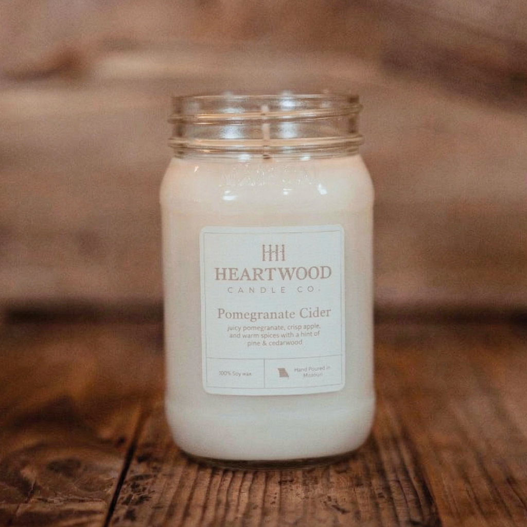 Pomegranate Cider | 16oz Mason Jar Soy Wax Candle | Clean Burning
