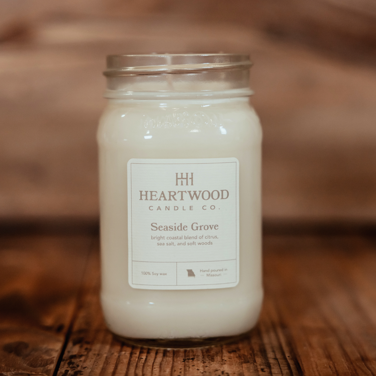 Seaside Grove | 16oz Mason Jar Soy Wax Candle | Clean Burning
