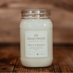 Butter & Bourbon | 16oz Mason Jar Soy Wax Candle | Clean Burning