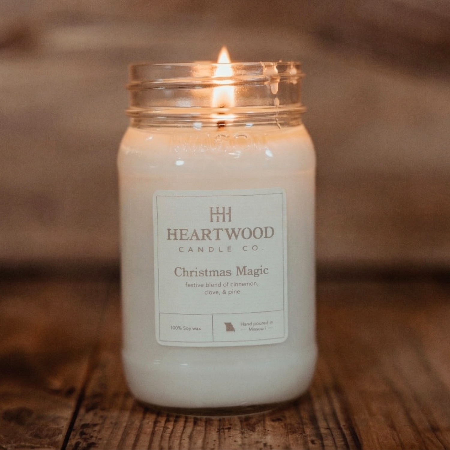 Christmas Magic | 16oz Mason Jar Soy Wax Candle | Clean Burning