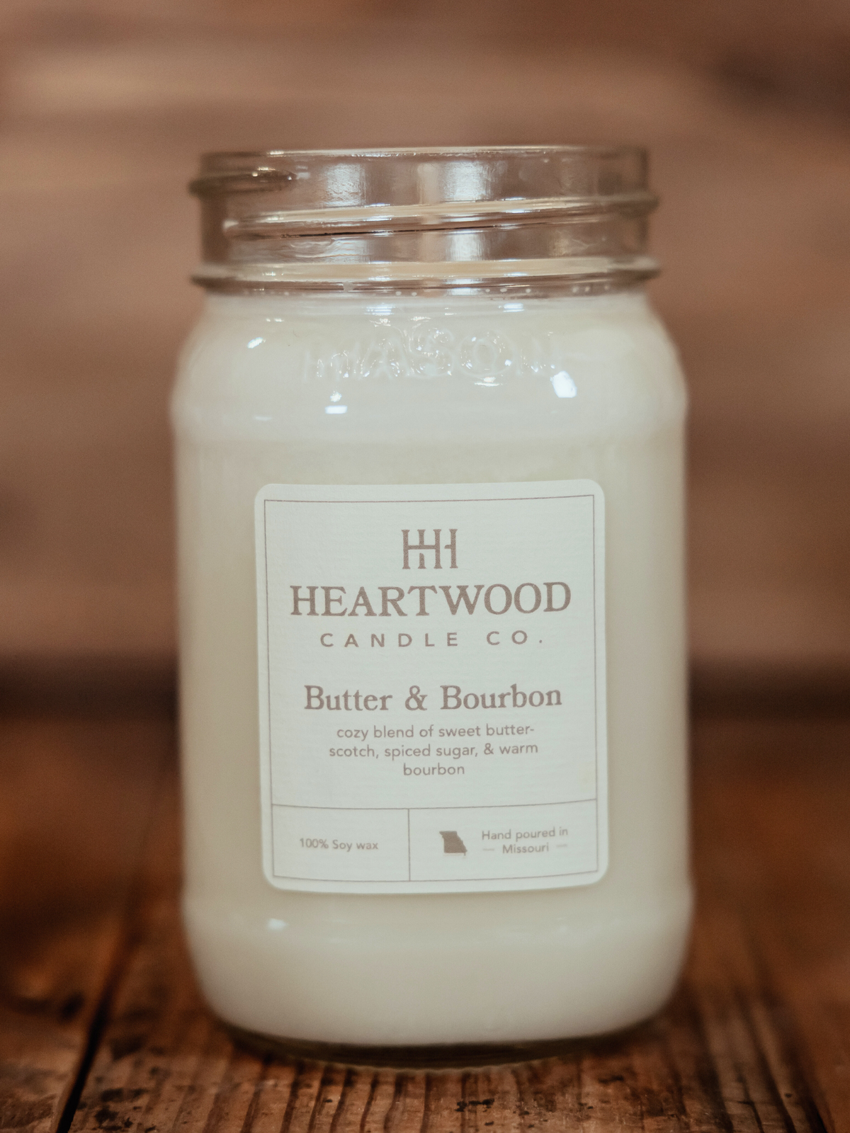 Butter & Bourbon | Mason Jar Soy Wax Candle | Clean Burning