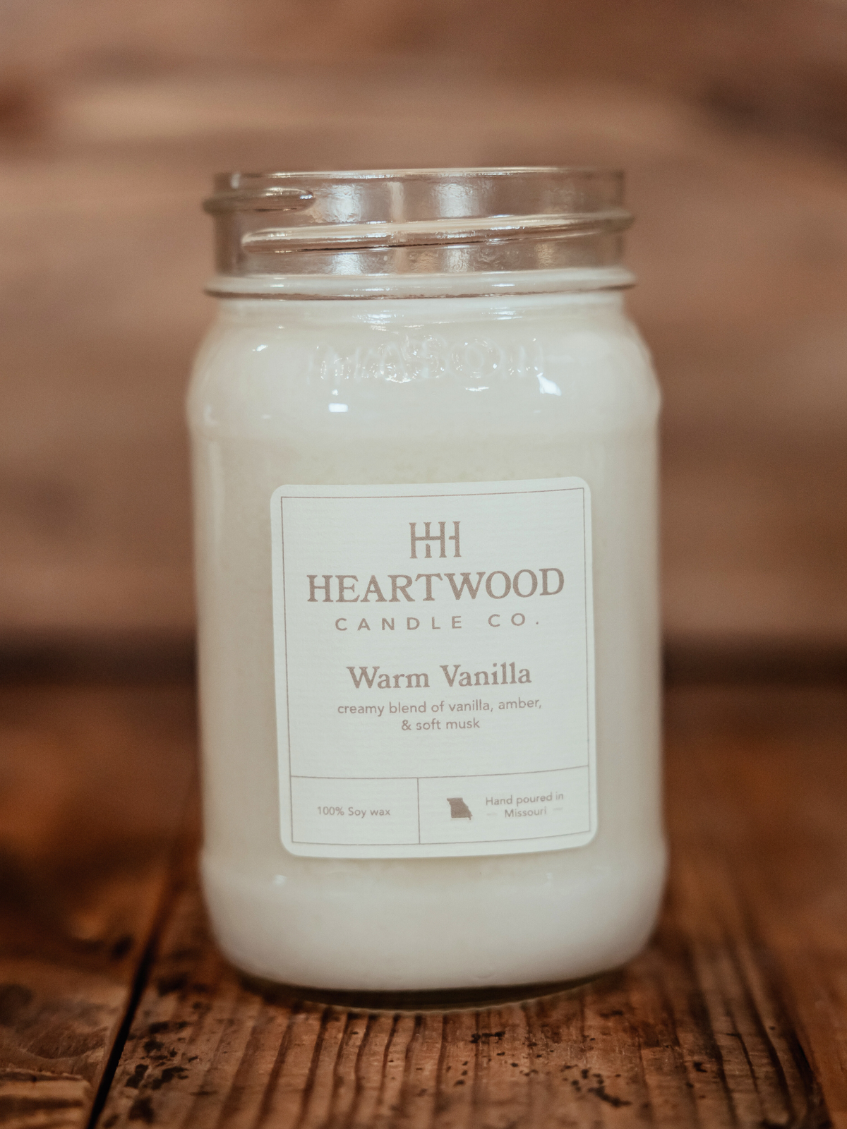 Warm Vanilla | Mason Jar Soy Wax Candle | Clean Burning