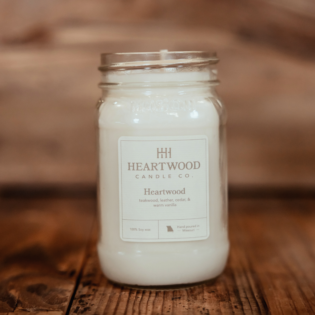 Heartwood | 16oz Mason Jar Soy Wax Candle | Clean Burning