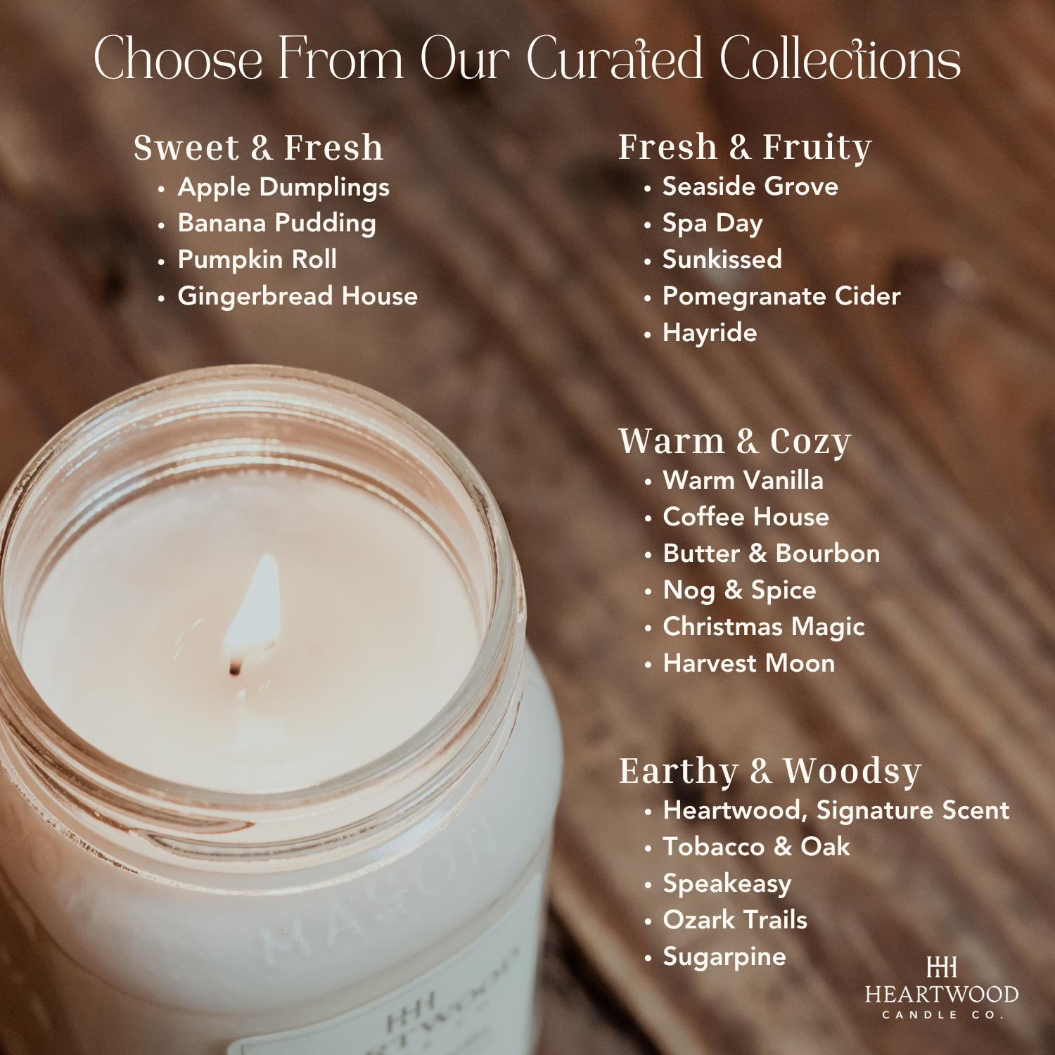 Finished Sweater Weather fall candle collection with three soy candles