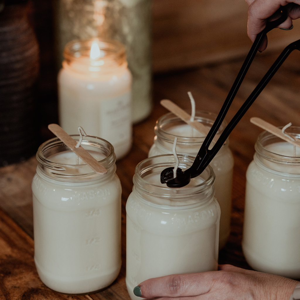 Sweater Weather fall soy candle collection featuring Pomegranate Cider, Harvest Moon, and Pumpkin Roll