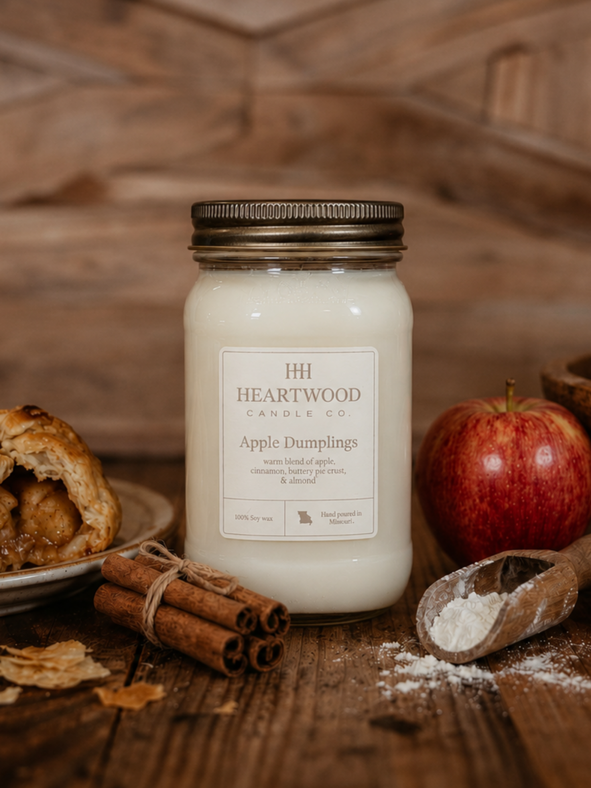 Apple Dumplings | Mason Jar Soy Wax Candle | Clean Burning